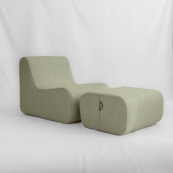 Le Pouf Cocotte.Ecru/vert