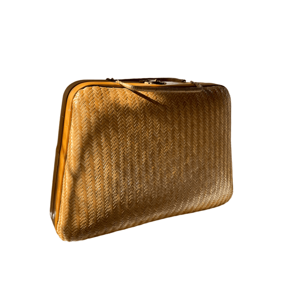 Woven wicker briefcase